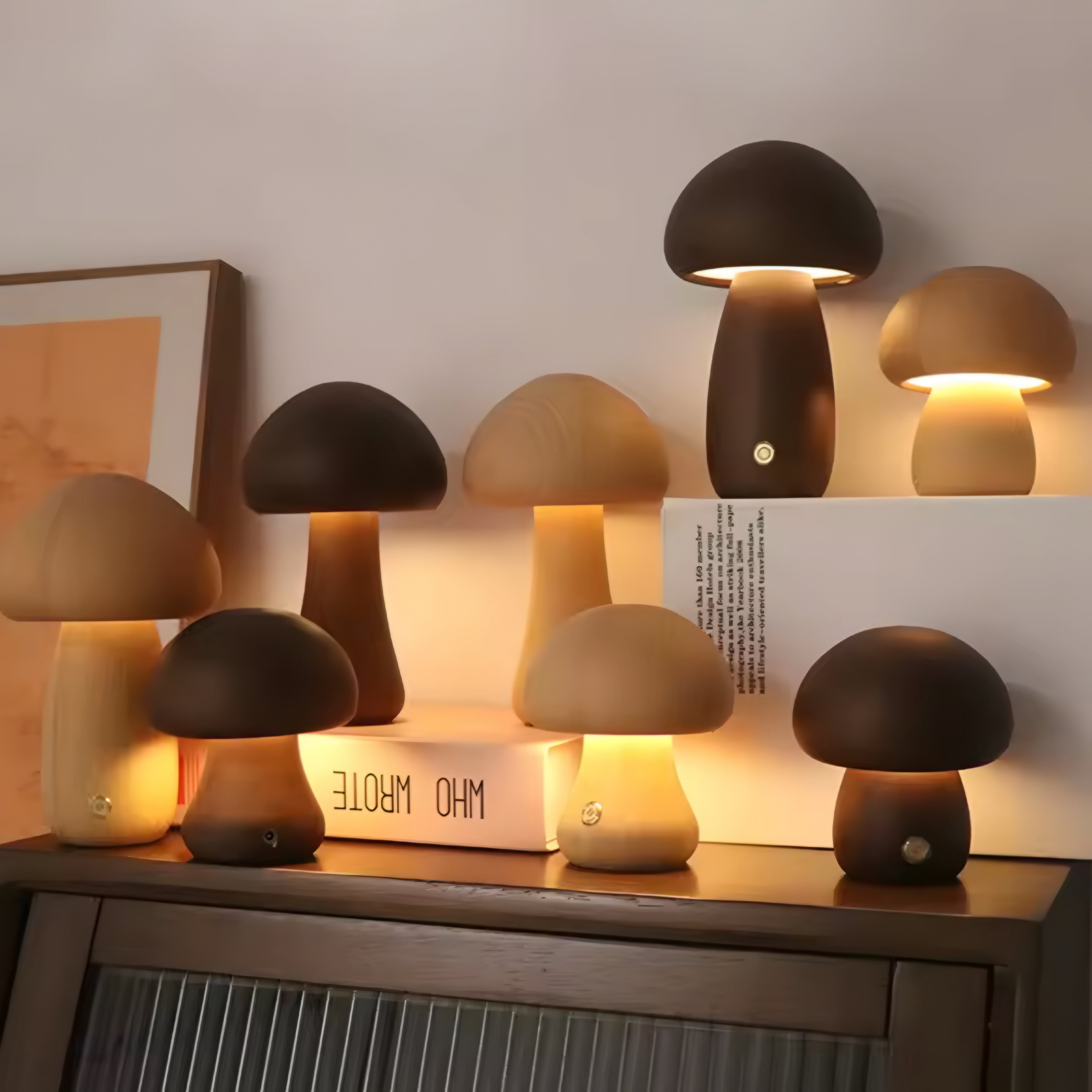 Lampada Notturna Mushroom in Legno
