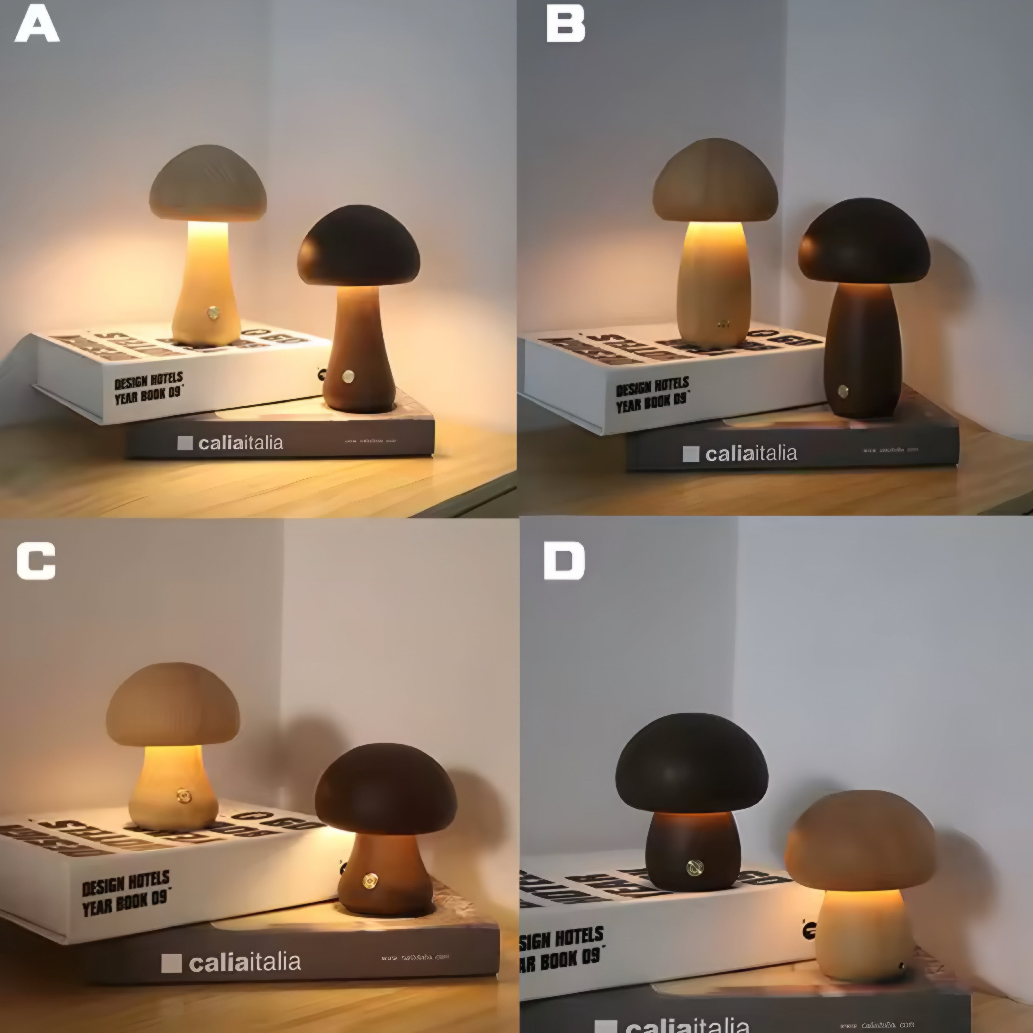 Lampada Notturna Mushroom in Legno