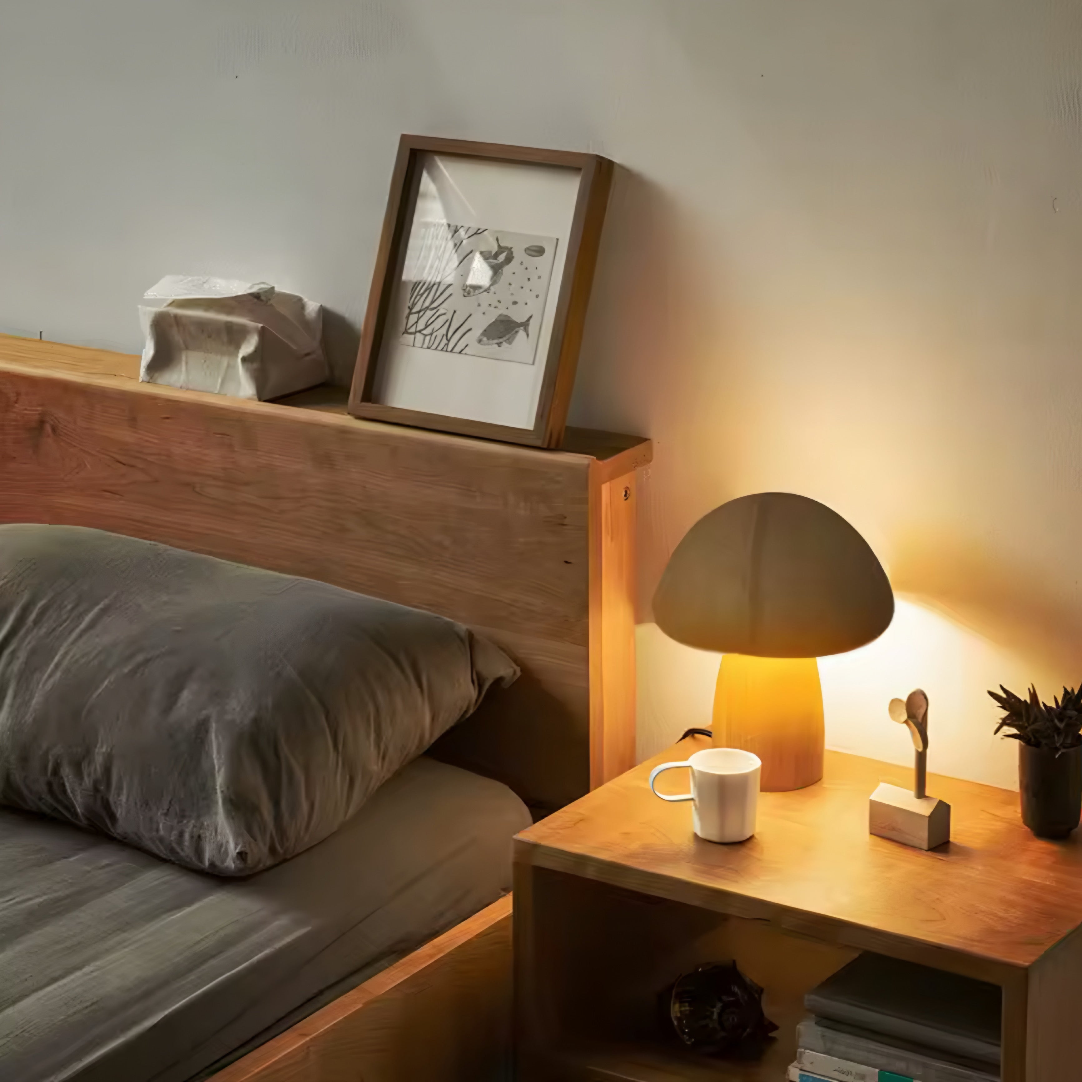 Lampada Notturna Mushroom in Legno