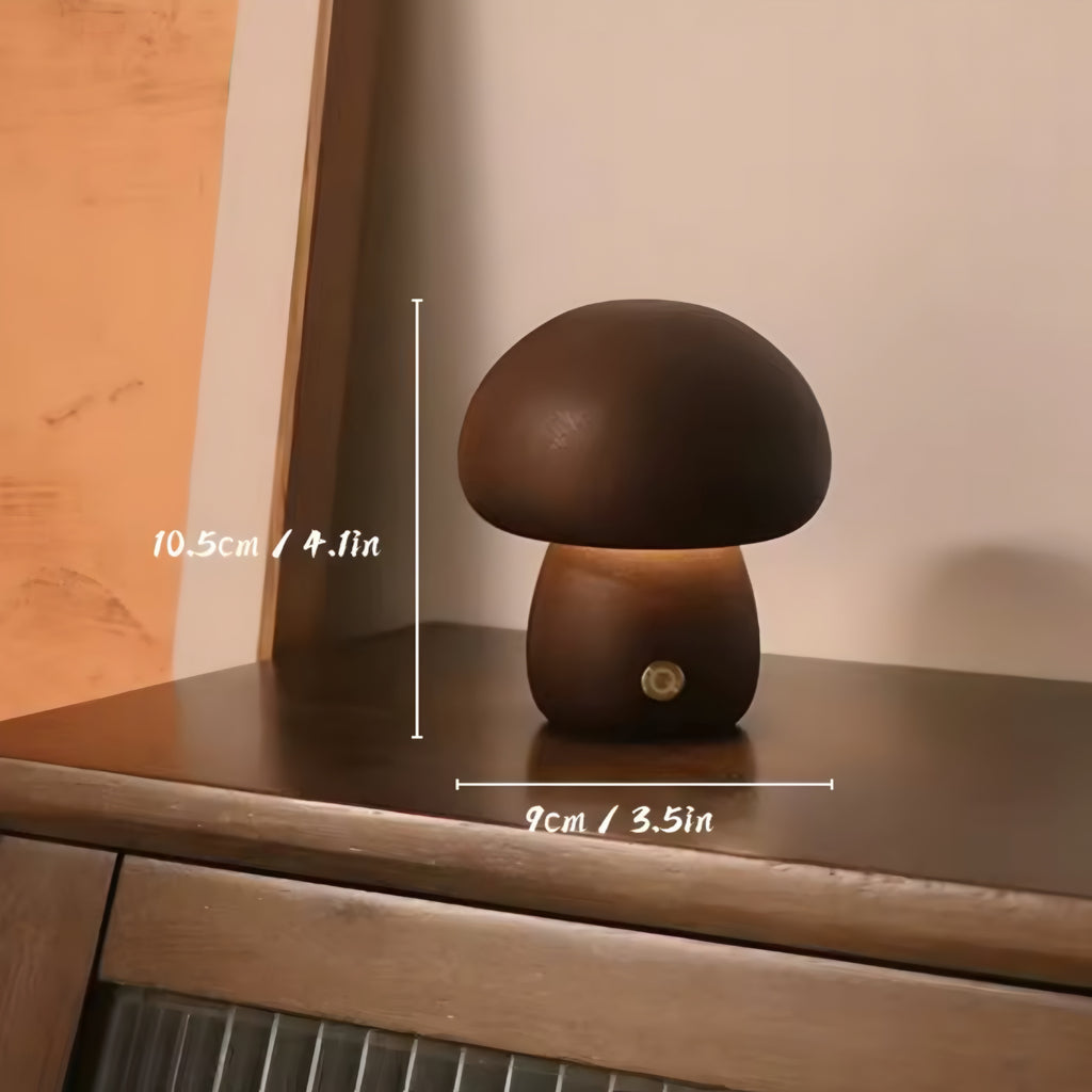 Lampada Notturna Mushroom in Legno