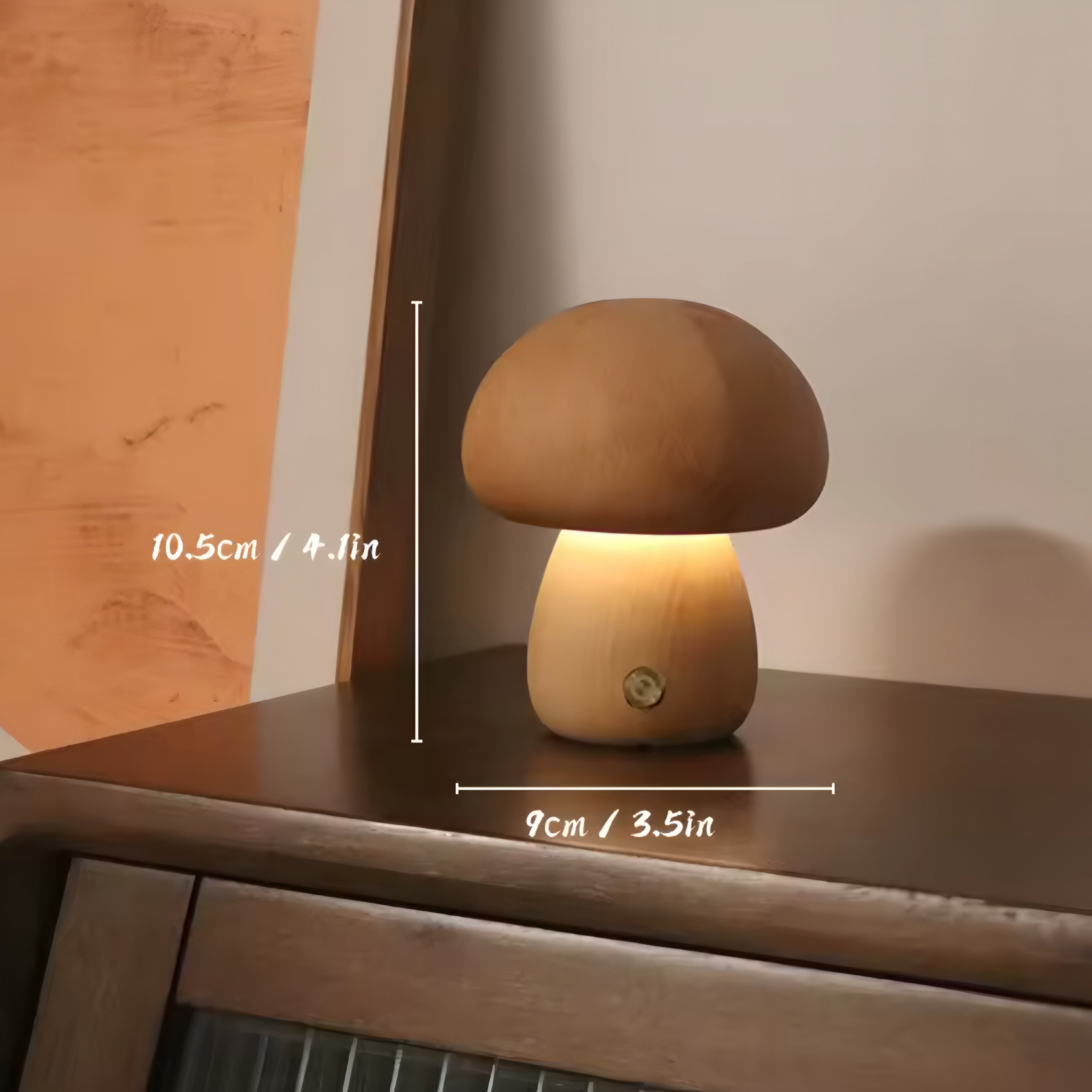 Lampada Notturna Mushroom in Legno